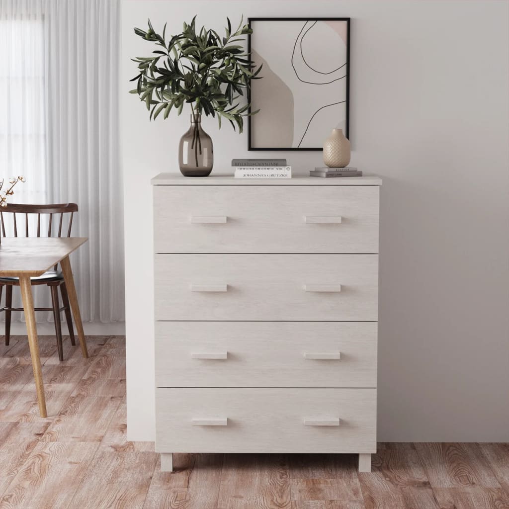 Byrå Vit HAMAR 79x40x103,5 cm massiv furu
