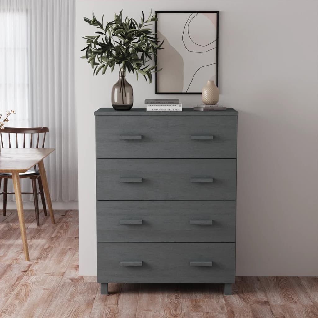Byrå Grå HAMAR mörkGrå 79x40x103,5 cm massiv furu