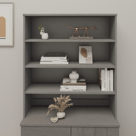 Bokhylla Grå Överdel till Skåp HAMAR ljusGrå 90x30x100 cm massiv furu