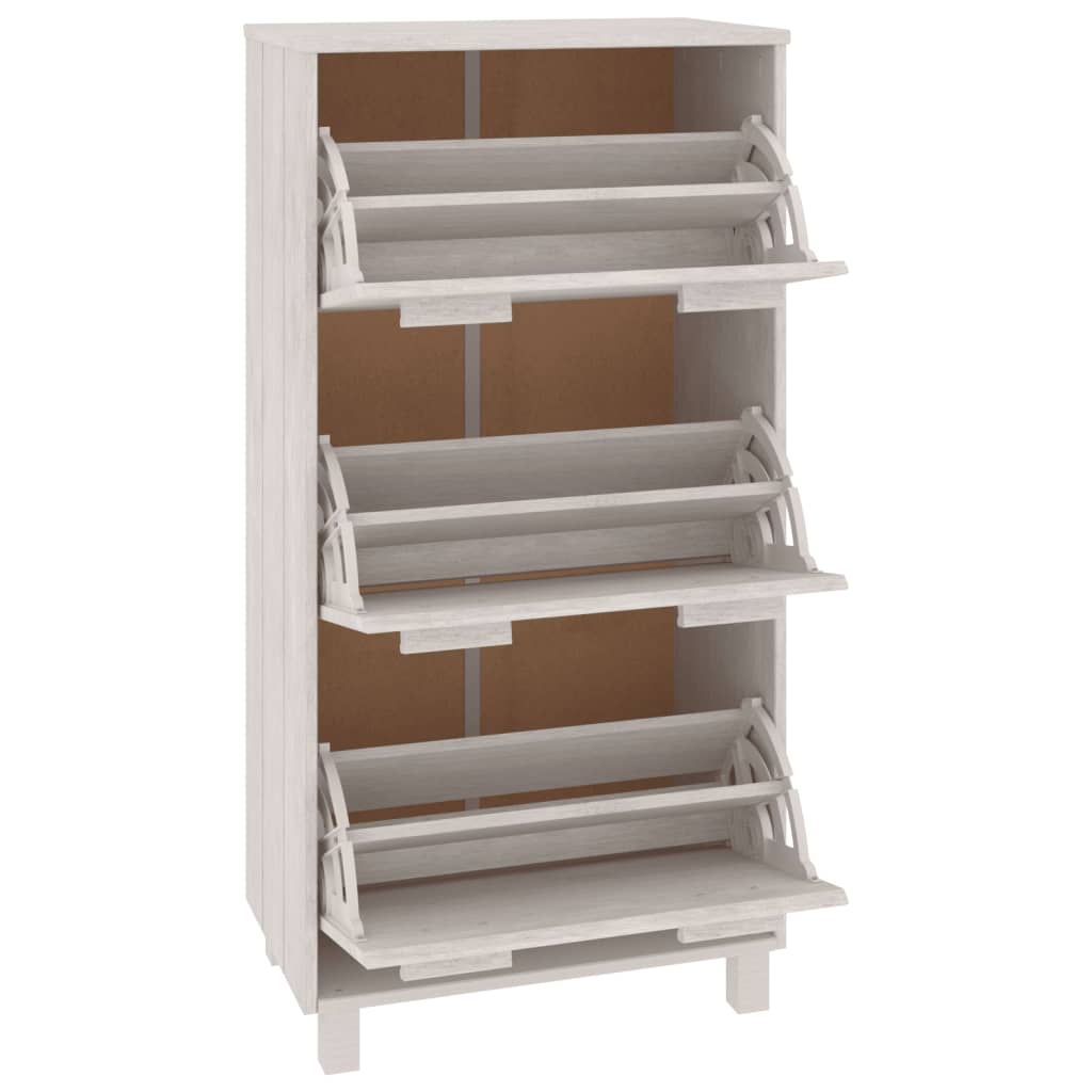 Skoställ Vit Skoskåp HAMAR 59,5x35x117 cm massiv furu