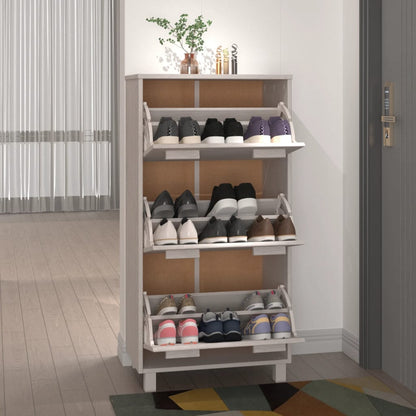 Skoställ Vit Skoskåp HAMAR 59,5x35x117 cm massiv furu