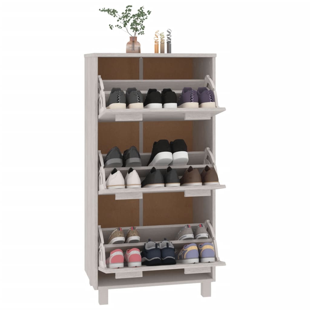 Skoställ Vit Skoskåp HAMAR 59,5x35x117 cm massiv furu