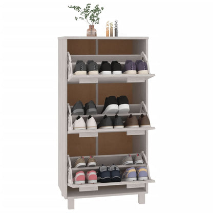 Skoställ Vit Skoskåp HAMAR 59,5x35x117 cm massiv furu