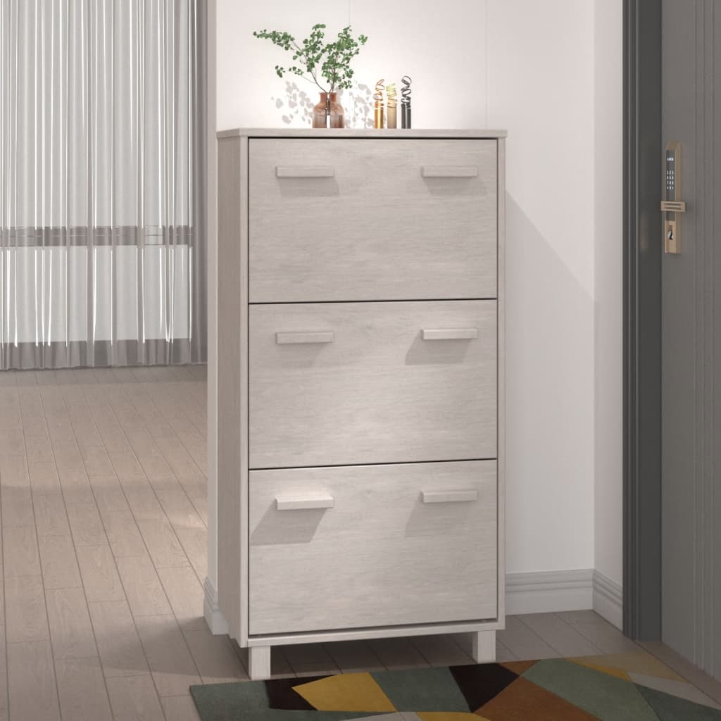 Skoställ Vit Skoskåp HAMAR 59,5x35x117 cm massiv furu