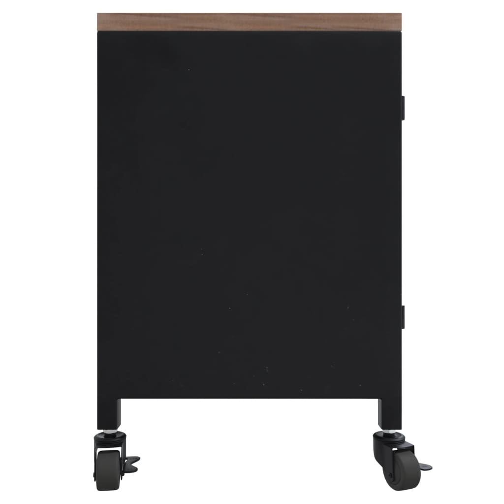 TV-Möbel Svart TV-Bänk 110x30x43 cm järn och massivt granträ