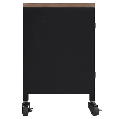 TV-Möbel Svart TV-Bänk 110x30x43 cm järn och massivt granträ