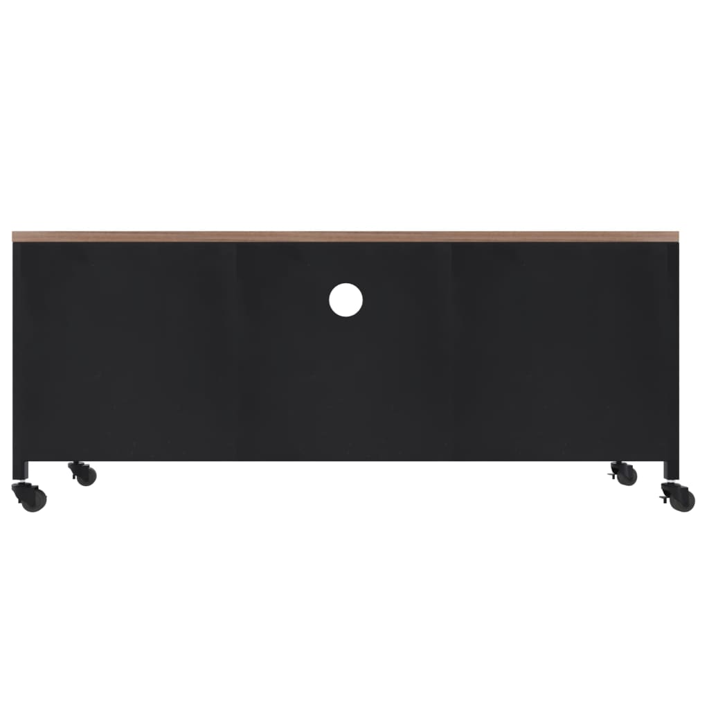 TV-Möbel Svart TV-Bänk 110x30x43 cm järn och massivt granträ