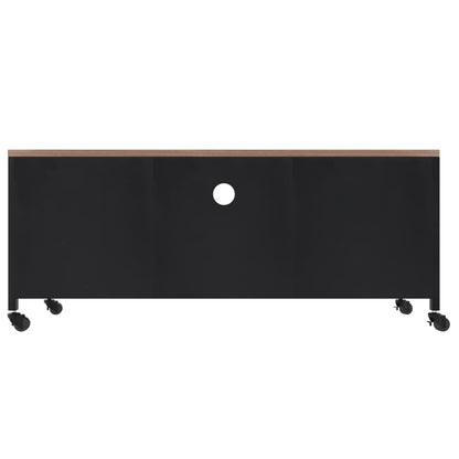 TV-Möbel Svart TV-Bänk 110x30x43 cm järn och massivt granträ