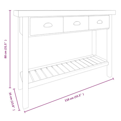 Avlastningsbord Konsollbord Trä 110x35x80 cm massivt granträ