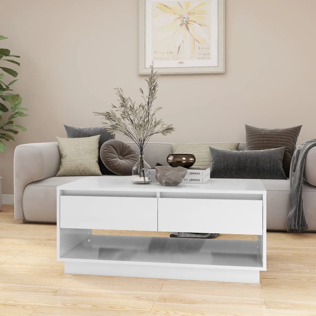 Soffbord Högglans Vit 102,5x55x44 cm