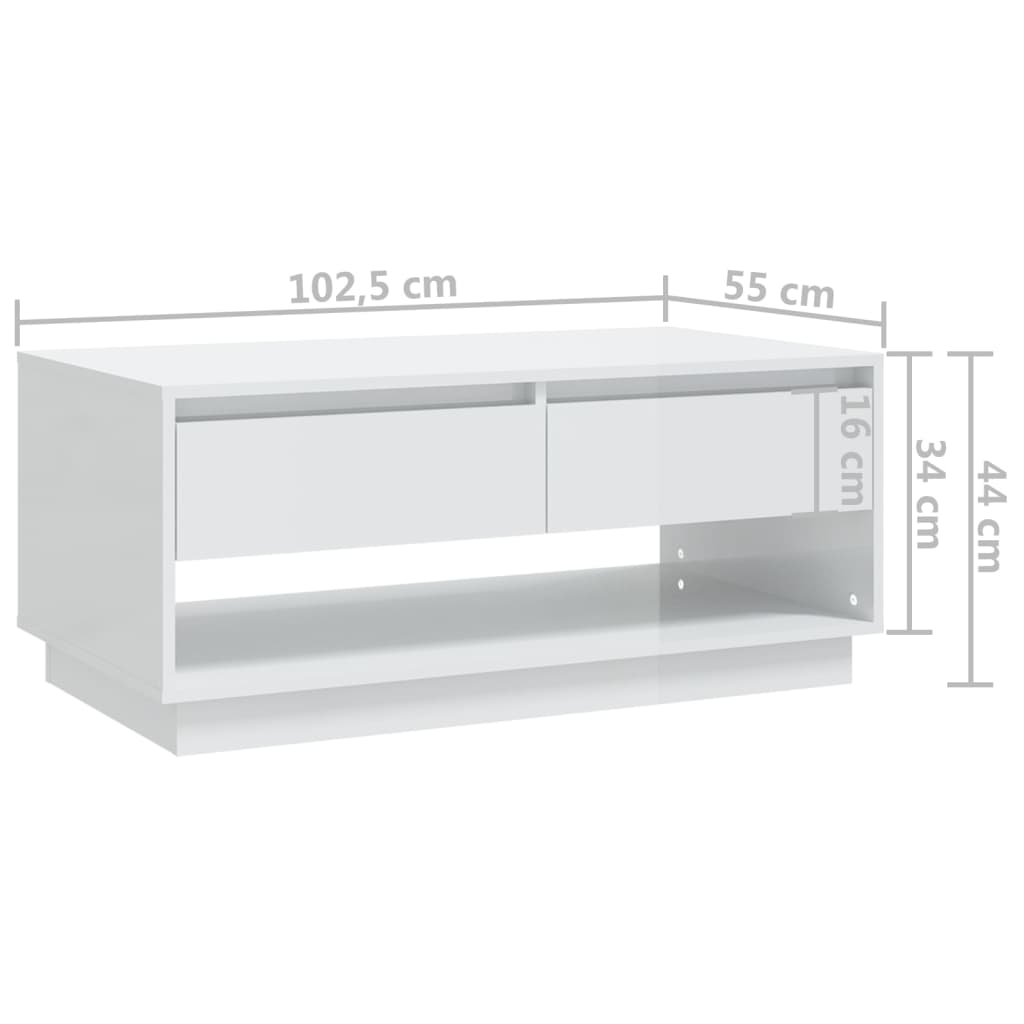 Soffbord Högglans Vit 102,5x55x44 cm