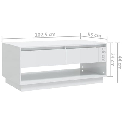 Soffbord Högglans Vit 102,5x55x44 cm