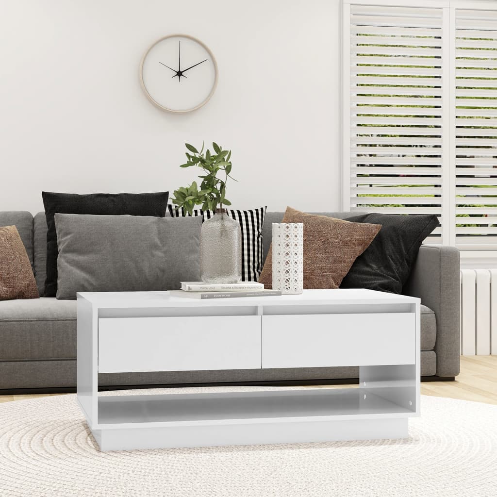 Soffbord Högglans Vit 102,5x55x44 cm