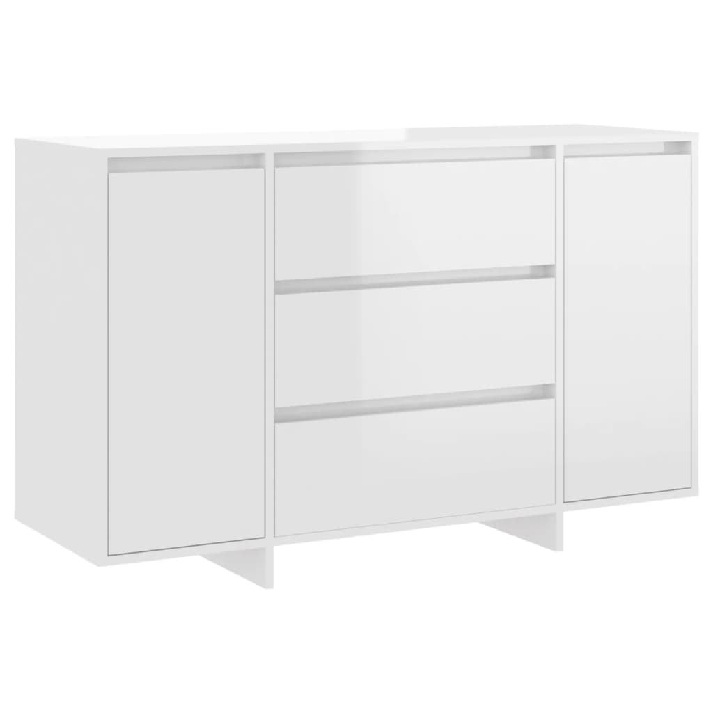 Skänk Högglans Vit med 3 lådor 120x41x75 cm