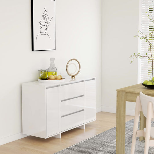 Skänk Högglans Vit med 3 lådor 120x41x75 cm