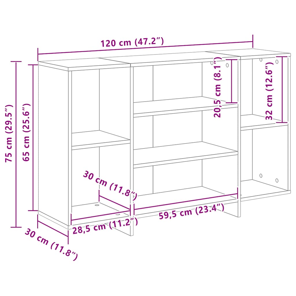 Byrå Betonggrå 120x30x75 cm