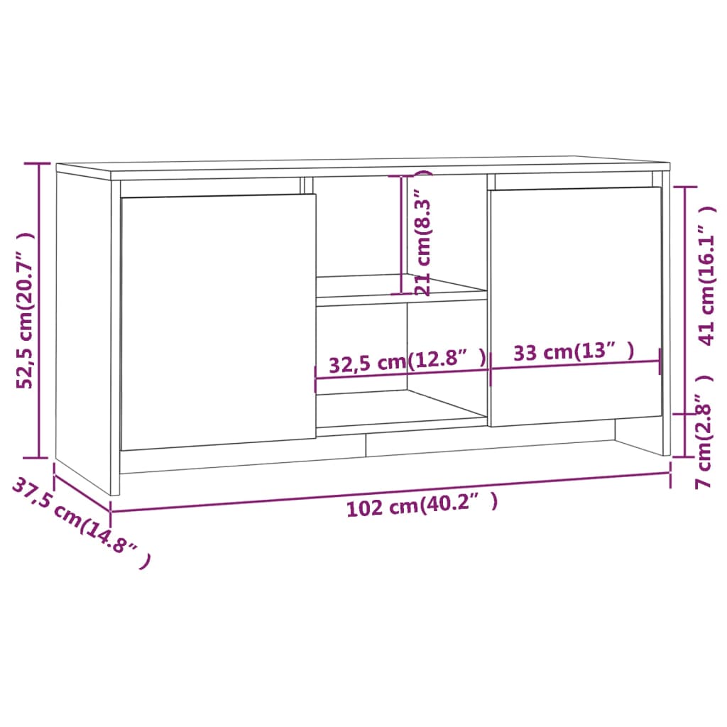 TV-Möbel Svart TV-Bänk 102x37,5x52,5 cm