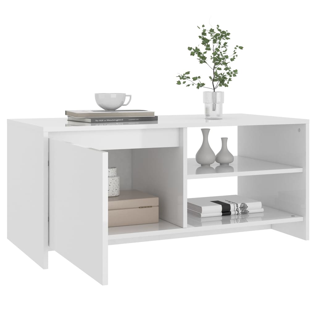 Soffbord Högglans Vit 102x50x45 cm