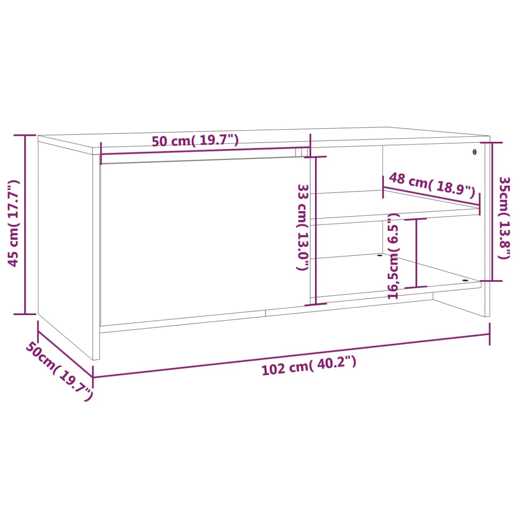 Soffbord Högglans Vit 102x50x45 cm