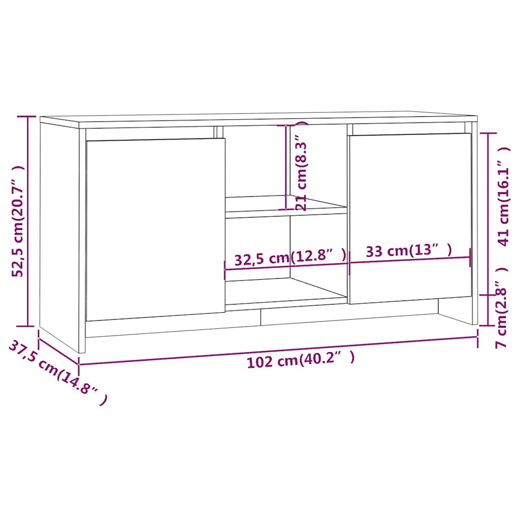 TV-Möbel Rökfärgad Ek TV-Bänk 102x37,5x52,5 cm