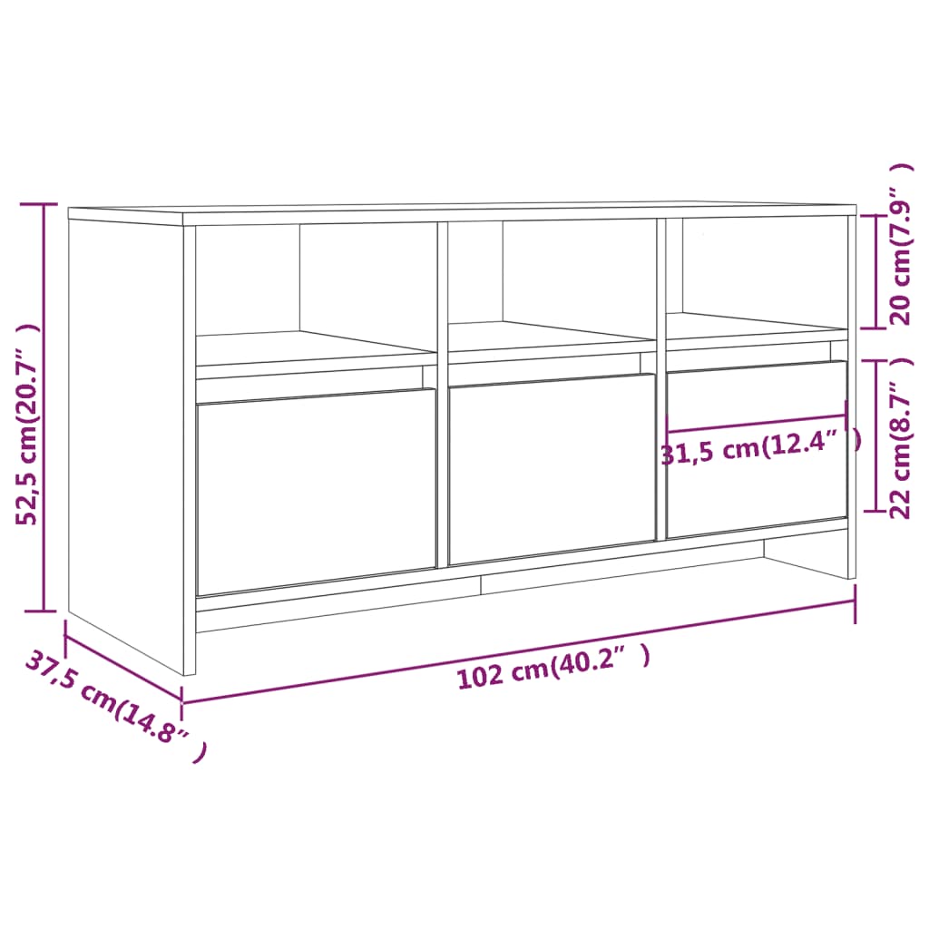 TV-Möbel Sonoma Grå TV-Bänk 102x37,5x52,5 cm