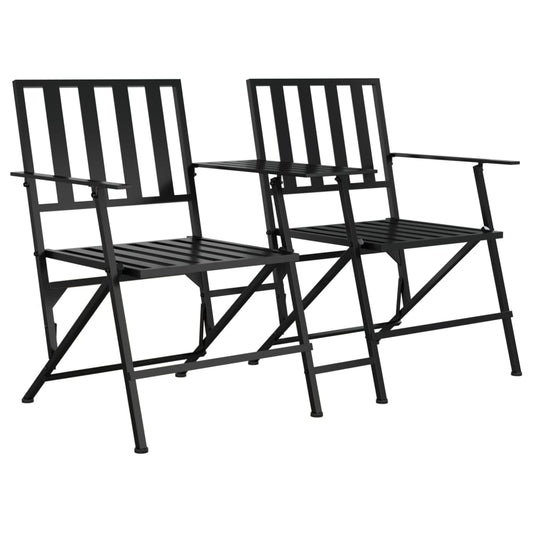 Trädgårdsbänk Metall 2-sits 137 cm Svart stål