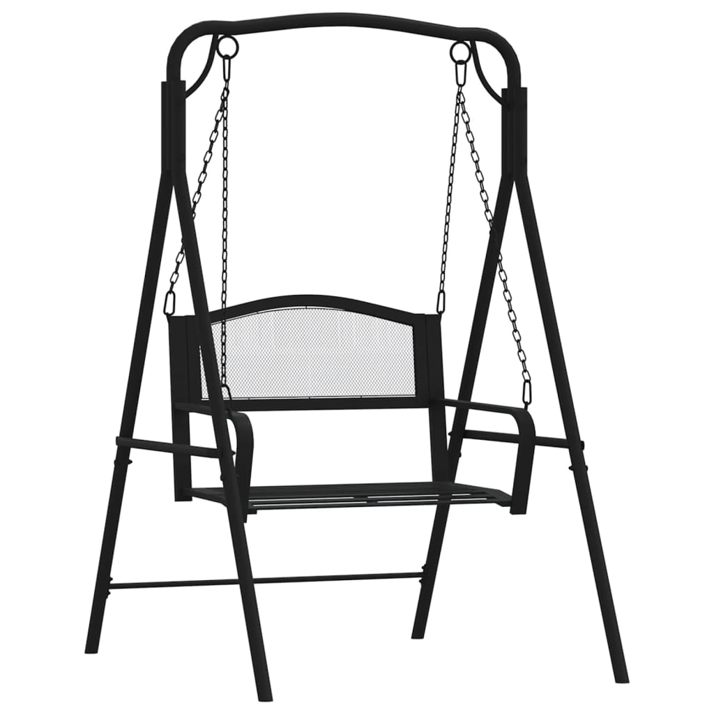 Trädgårdsbänk Metall Hammock 124 cm Svart stål