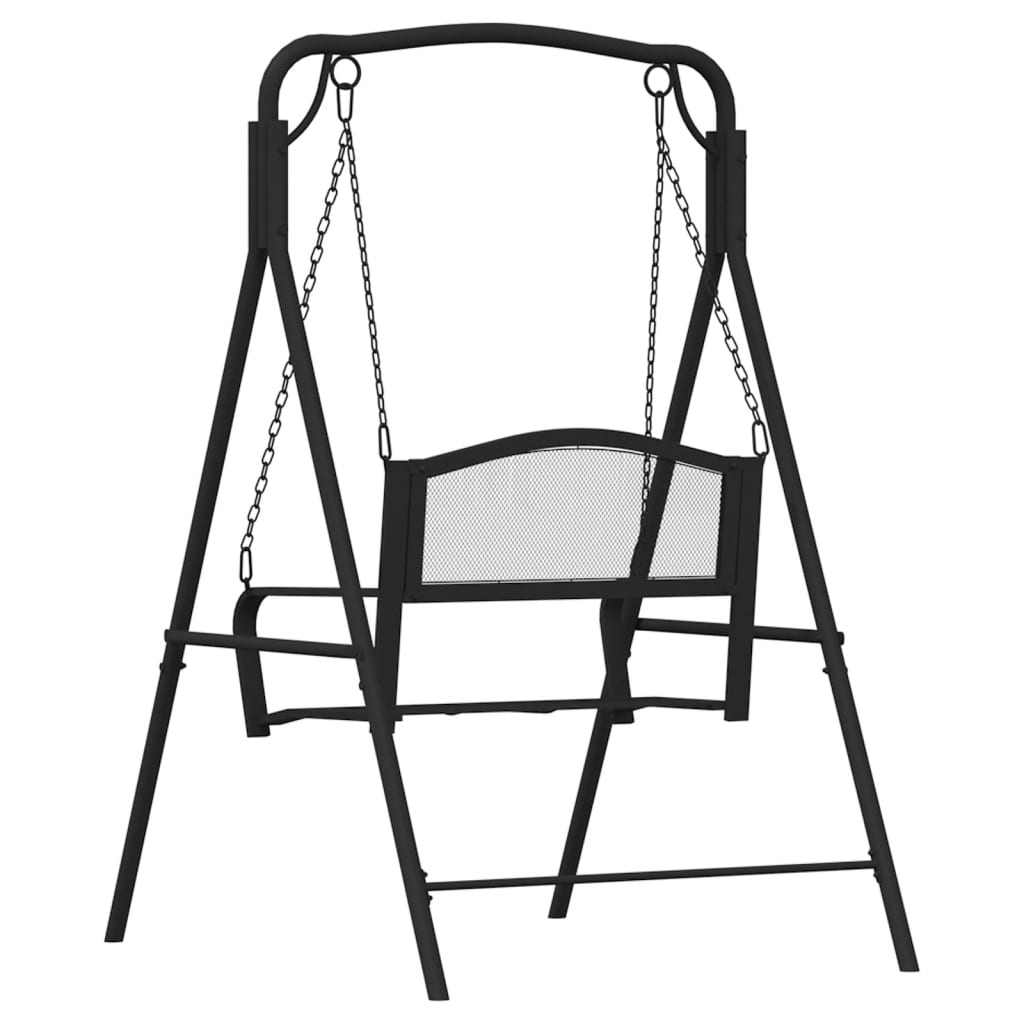 Trädgårdsbänk Metall Hammock 124 cm Svart stål