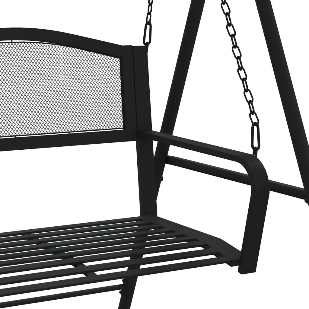 Trädgårdsbänk Metall Hammock 124 cm Svart stål