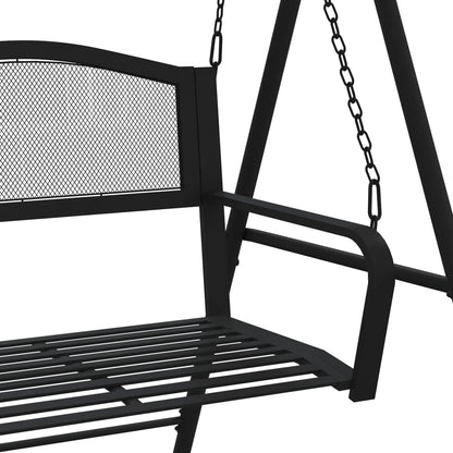 Trädgårdsbänk Metall Hammock 124 cm Svart stål