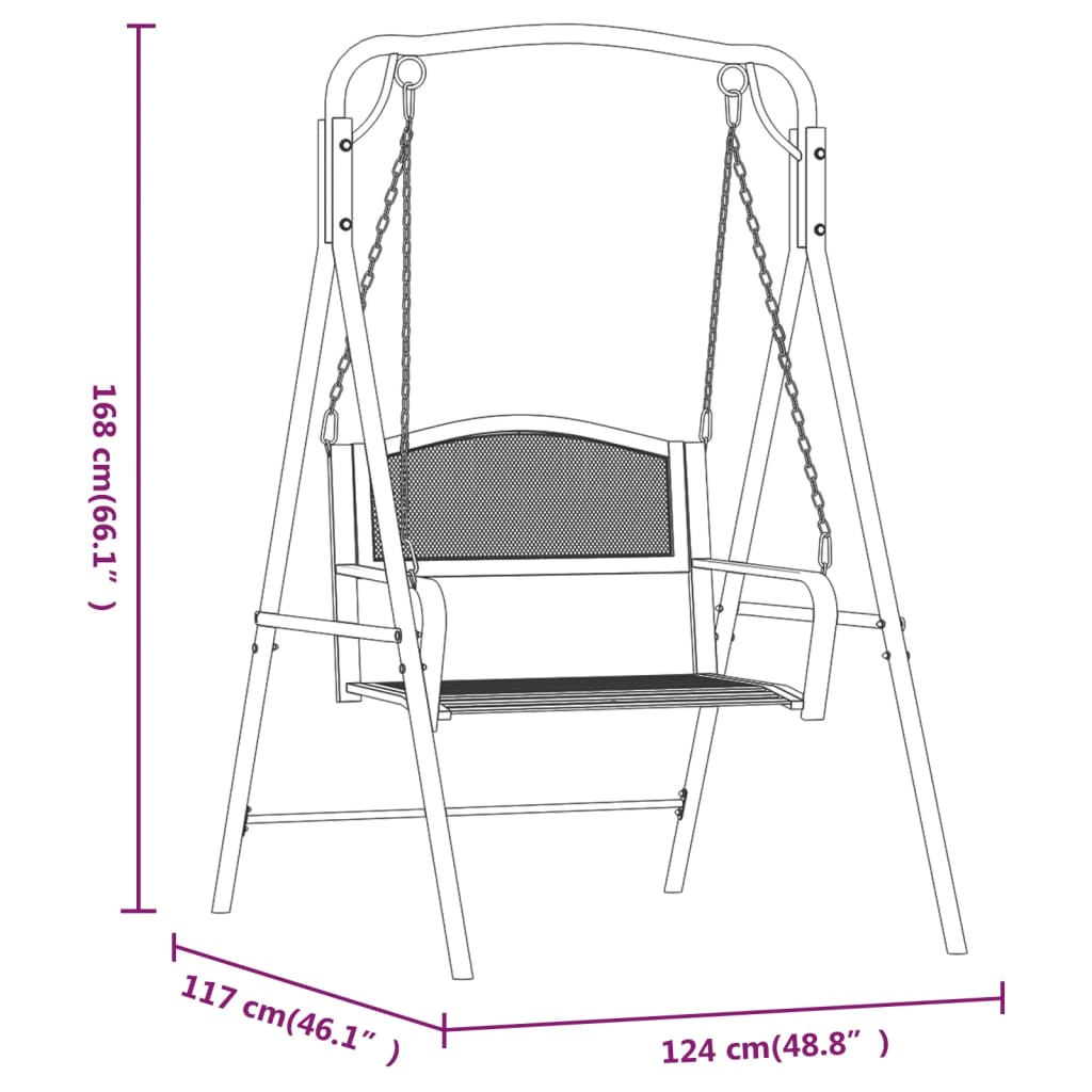 Trädgårdsbänk Metall Hammock 124 cm Svart stål