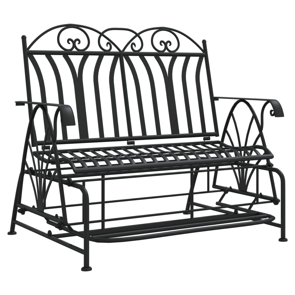 Trädgårdsbänk Metall 2-sits 114 cm Svart stål