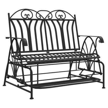 Trädgårdsbänk Metall 2-sits 114 cm Svart stål