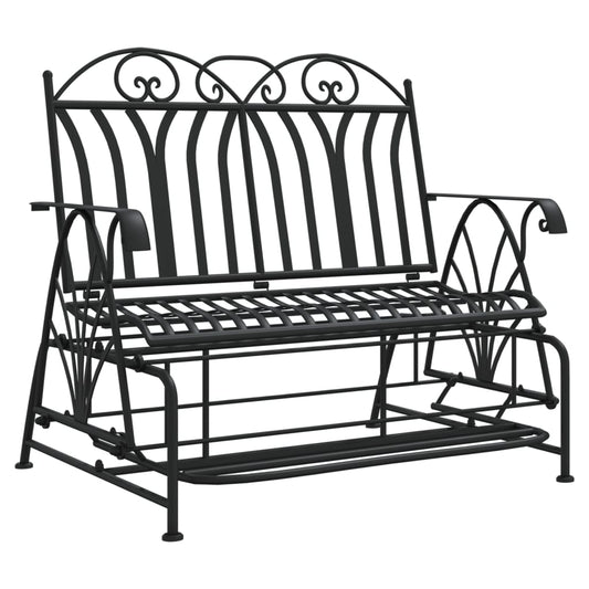Trädgårdsbänk Metall 2-sits 114 cm Svart stål