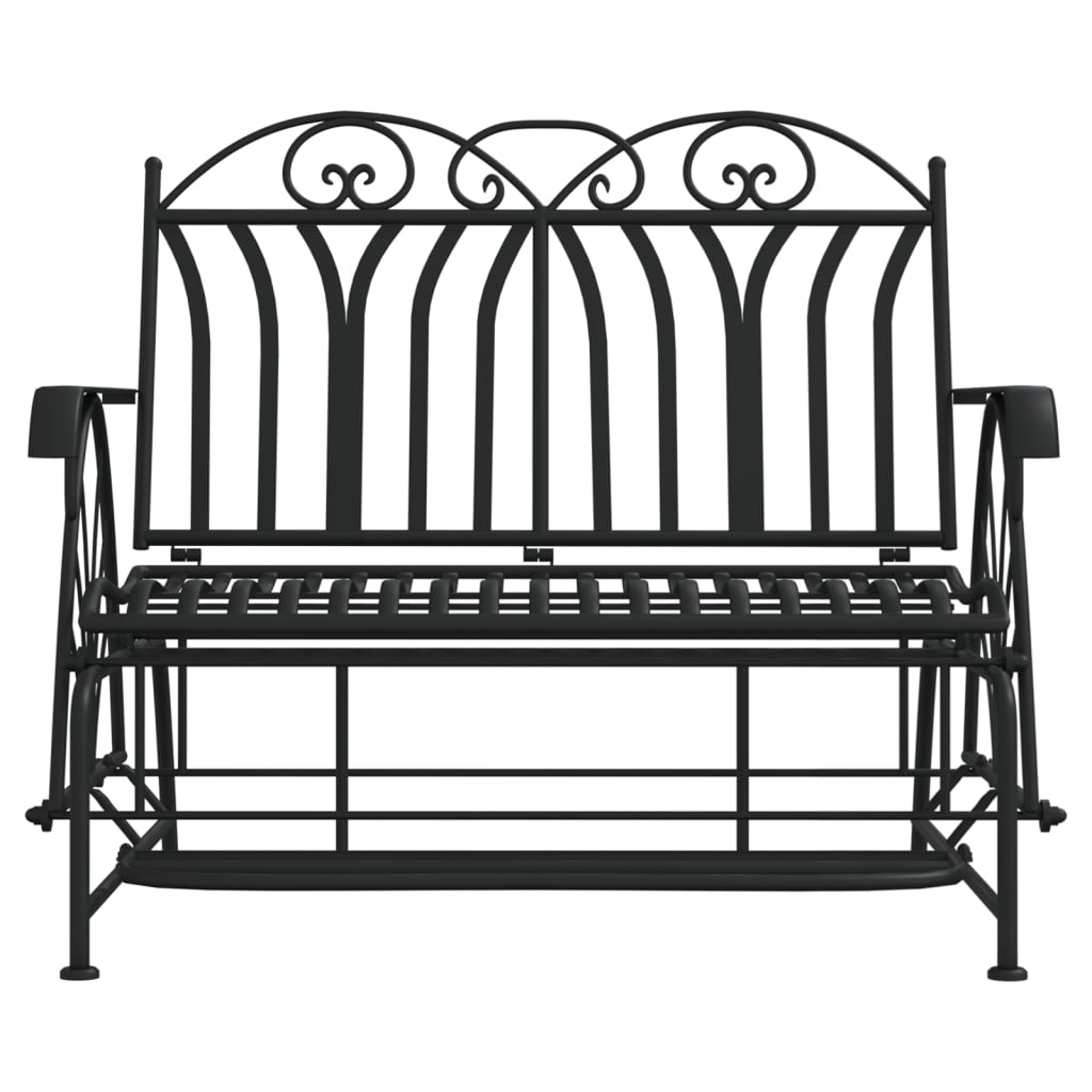 Trädgårdsbänk Metall 2-sits 114 cm Svart stål