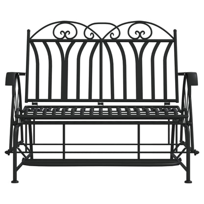 Trädgårdsbänk Metall 2-sits 114 cm Svart stål
