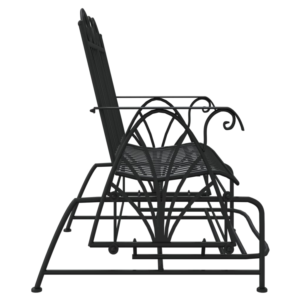 Trädgårdsbänk Metall 2-sits 114 cm Svart stål