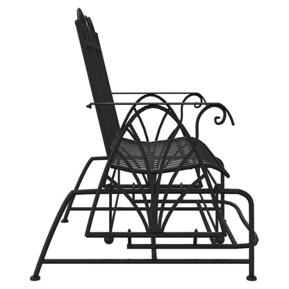 Trädgårdsbänk Metall 2-sits 114 cm Svart stål