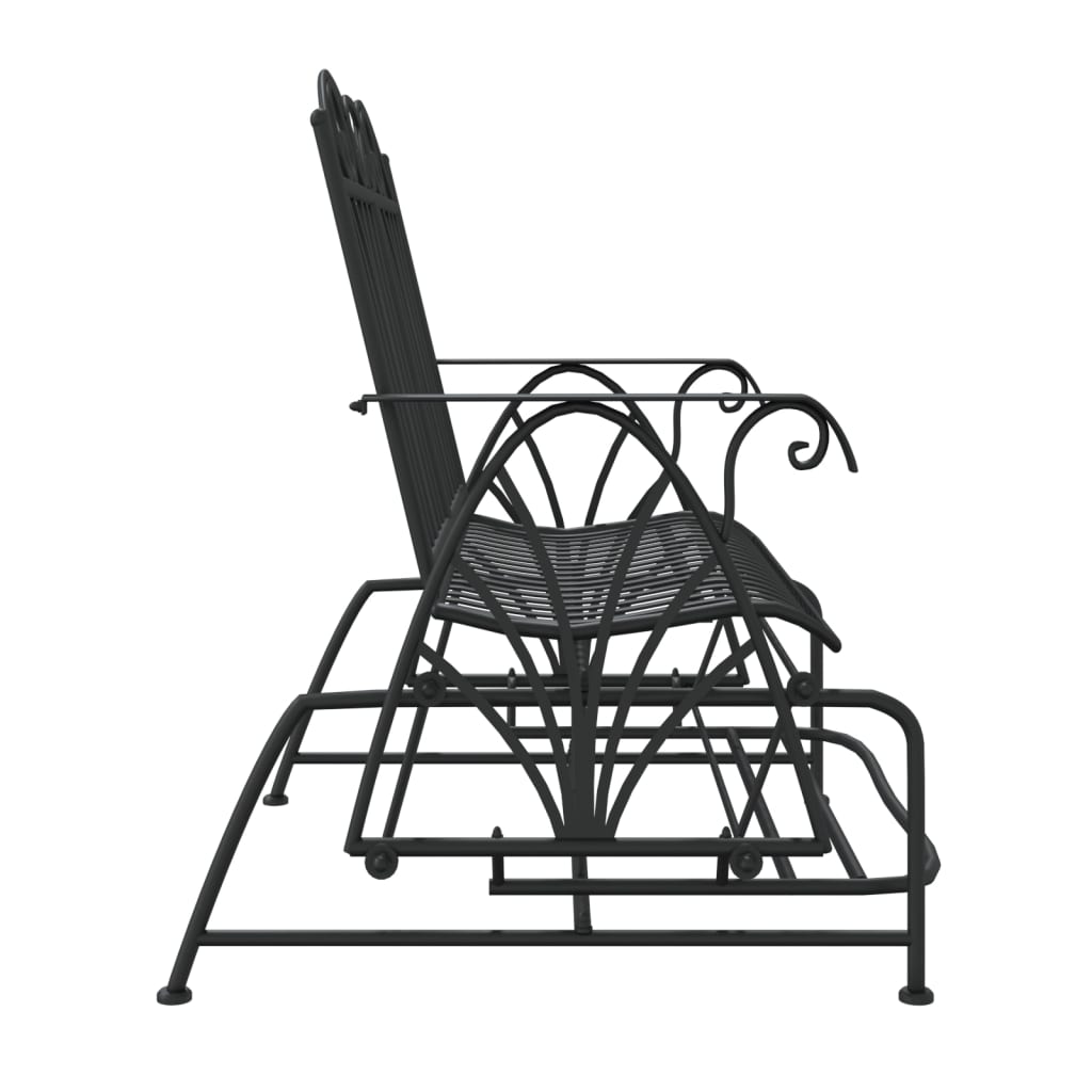 Trädgårdsbänk Metall 2-sits 114 cm Svart stål