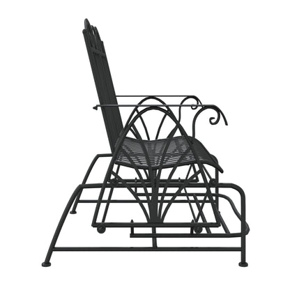 Trädgårdsbänk Metall 2-sits 114 cm Svart stål