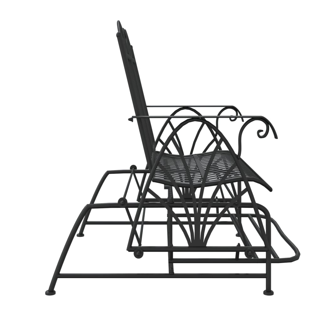 Trädgårdsbänk Metall 2-sits 114 cm Svart stål