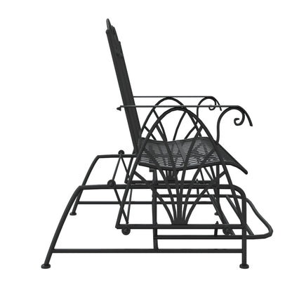 Trädgårdsbänk Metall 2-sits 114 cm Svart stål