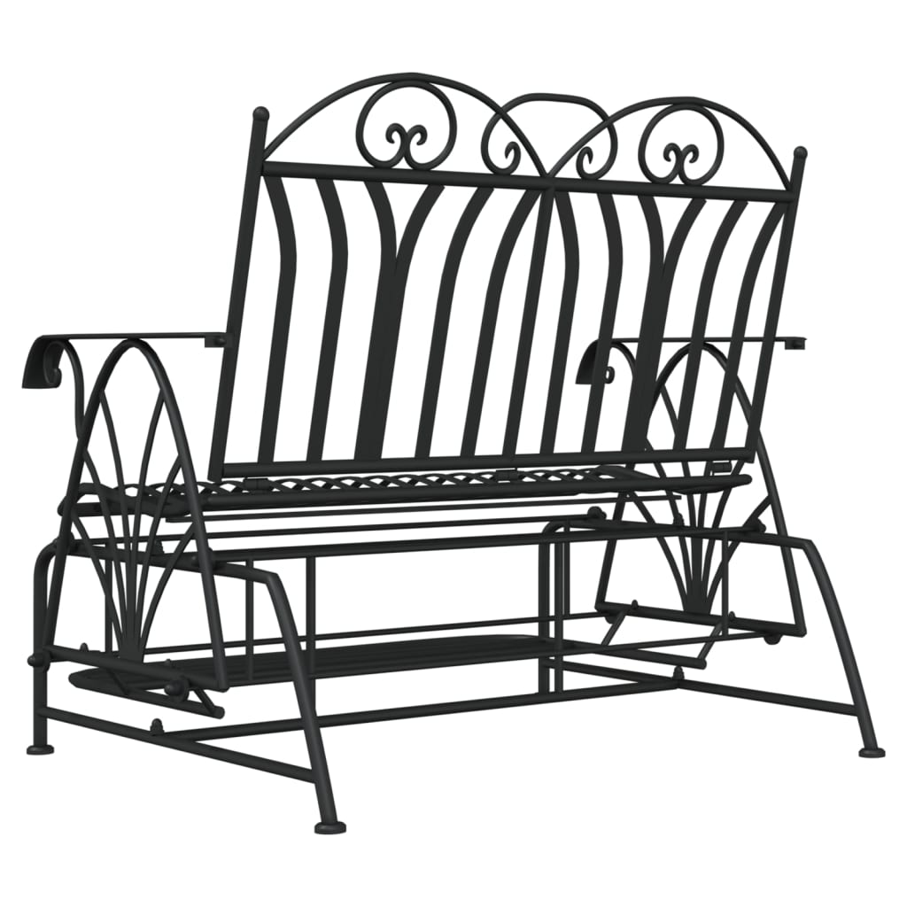 Trädgårdsbänk Metall 2-sits 114 cm Svart stål