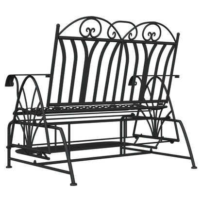 Trädgårdsbänk Metall 2-sits 114 cm Svart stål