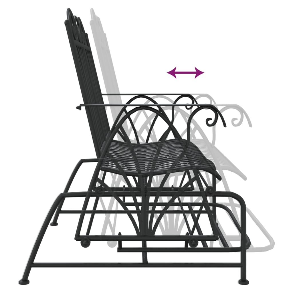 Trädgårdsbänk Metall 2-sits 114 cm Svart stål