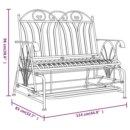 Trädgårdsbänk Metall 2-sits 114 cm Svart stål