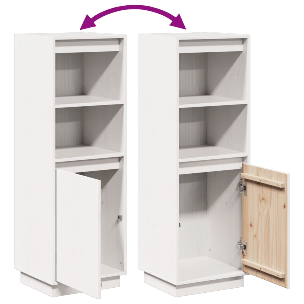 Skåp Vit 37x34x110 cm massiv furu