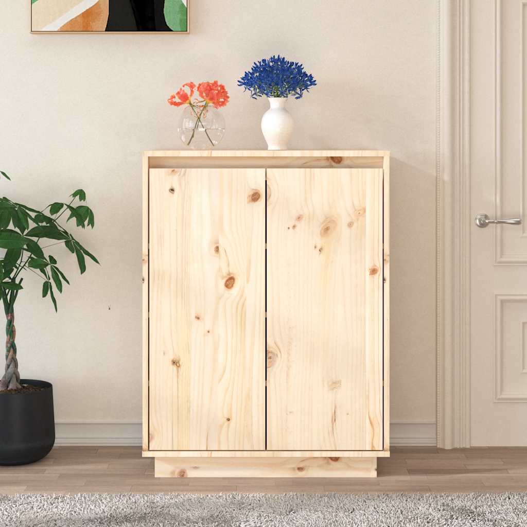 Skoställ Trä Skoskåp 60x35x80 cm massiv furu
