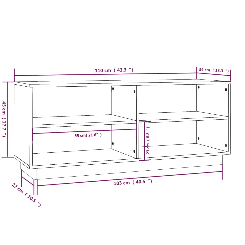 Skoställ Trä Skoskåp 110x34x45 cm massiv furu