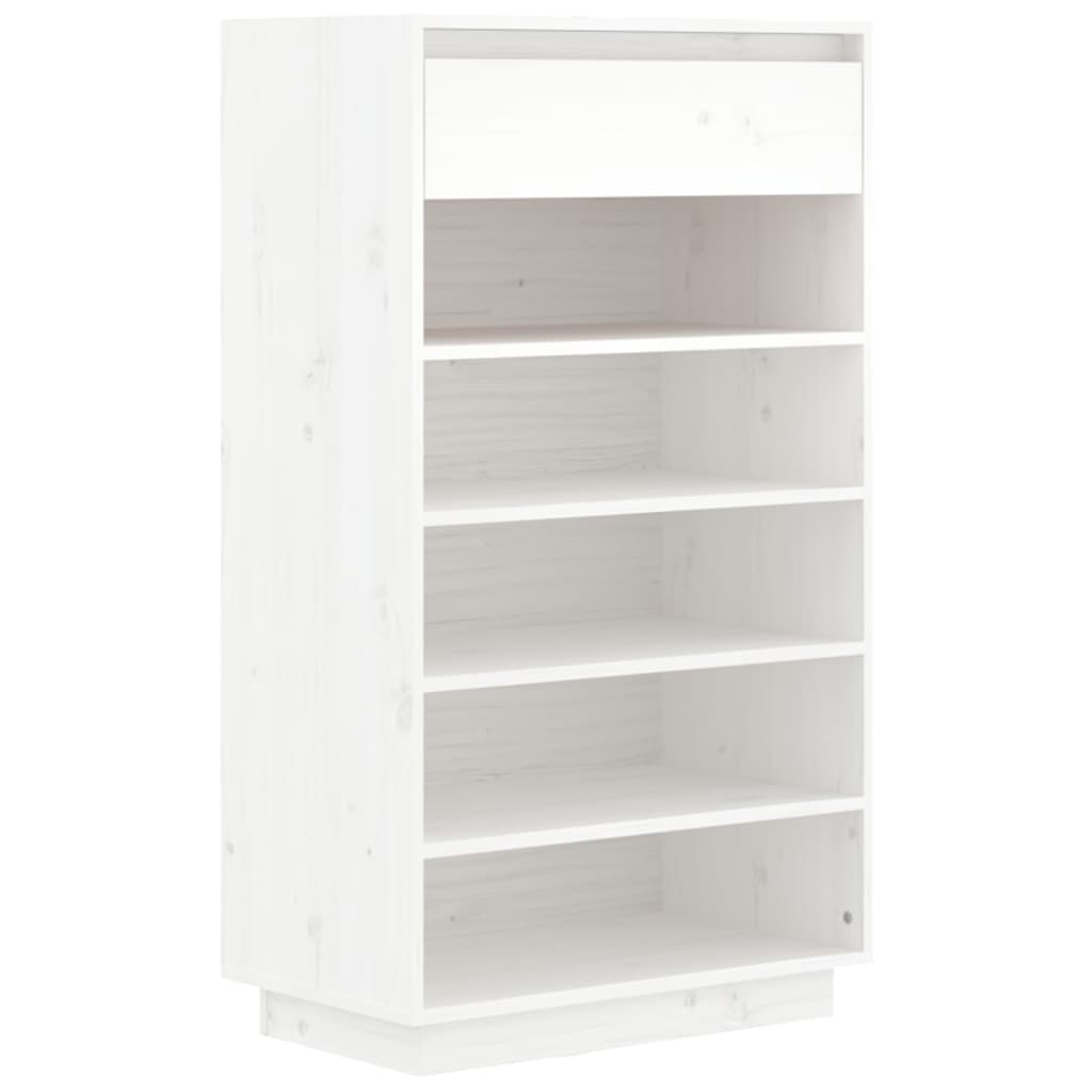 Skoställ Vit Skoskåp 60x34x105 cm massiv furu